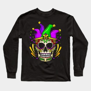 Sugar Skull Mardi Gras Apparel Men Women Kids Long Sleeve T-Shirt